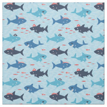 Coole Haie mit Piratenhüten auf hellblau