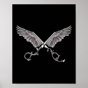Coole Hair Stylistische Schere mit Flügel Tattoo A Poster