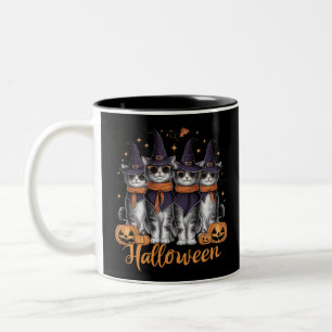 Coole Halloween-Katzen-Geschenke für ihr Töchterge Zweifarbige Tasse