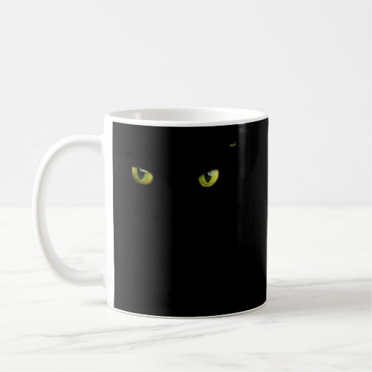 Coole Halloween-Katzenaugen gelb auf schwarzem Shi Kaffeetasse (Links)
