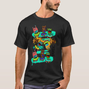 Coole Halloween-Monster & Teddybär-Illustration T-Shirt