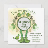 Coole Hand Drawn St. Patrick Day Party Einladung (Vorderseite)
