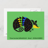 Coole handgezeichnete ARMADILLO - Tierfreund - Grü Postkarte (Vorne/Hinten)