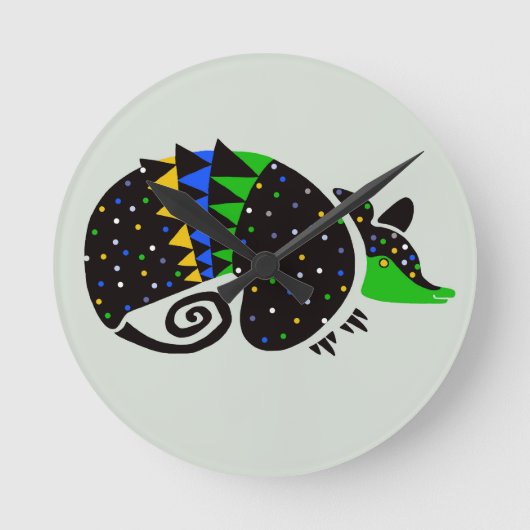 Coole handgezeichnete ARMADILLO - Wildtiere - Natu Runde Wanduhr (Vorderseite)