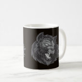 Coole Handgezeichnete Ware Wolf Kopf Illustration Kaffeetasse (VorderseiteRechts)