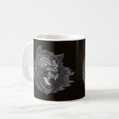 Coole Handgezeichnete Ware Wolf Kopf Illustration Kaffeetasse (Vorderseite Links)