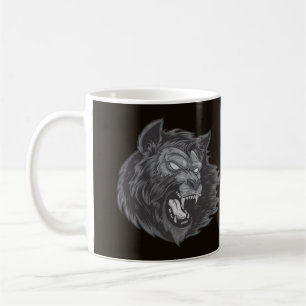 Coole Handgezeichnete Ware Wolf Kopf Illustration Kaffeetasse
