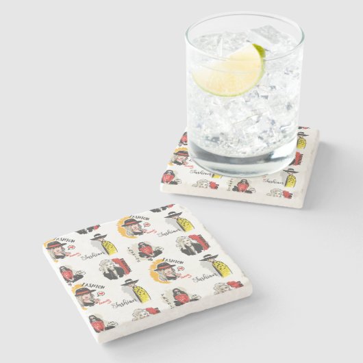 Coole Handzeichnungen für Frauenmode Steinuntersetzer (Seitenansicht)