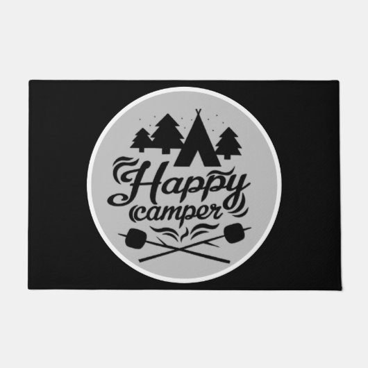 coole Happy Camping Wortart Fußmatte (Vorderseite)