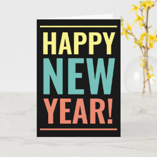 Coole Happy New Year-Karte mit moderner Typografie Karte