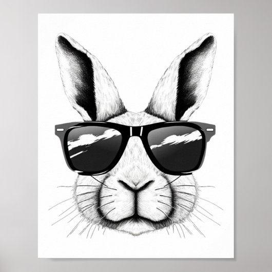 Coole Hasen Gesicht Sonnenbrille Lustiger Osterhas Poster (Vorne)