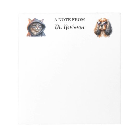 Coole Haustiere Personalisiert Veterinär-Notepad Notizblock (Vorderseite)