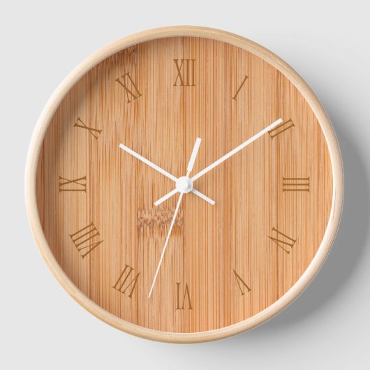 Coole, hellbraune Bambusholz - römische Zahlen Uhr (Vorderseite)