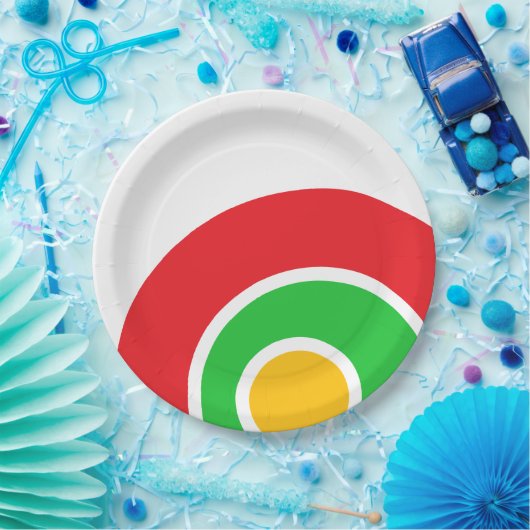 Coole, hellgrüne, gelbgelbe, abgerundete Streifen Pappteller (Party)