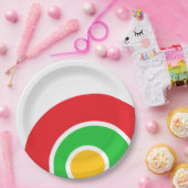 Coole, hellgrüne, gelbgelbe, abgerundete Streifen Pappteller (Party)