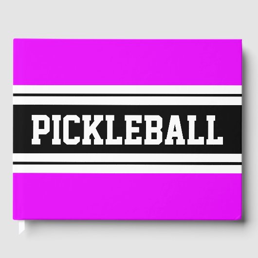 Coole, hellrosa, schwarze Streifen PICKLEBALL Gästebuch (Vorderseite)