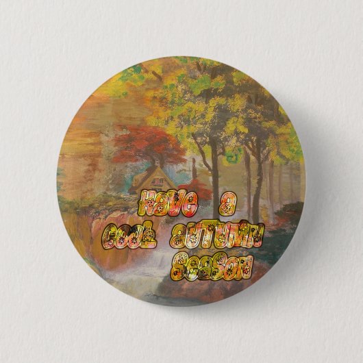Coole Herbstsaison Vintage Kunst drucken Button (Vorderseite)