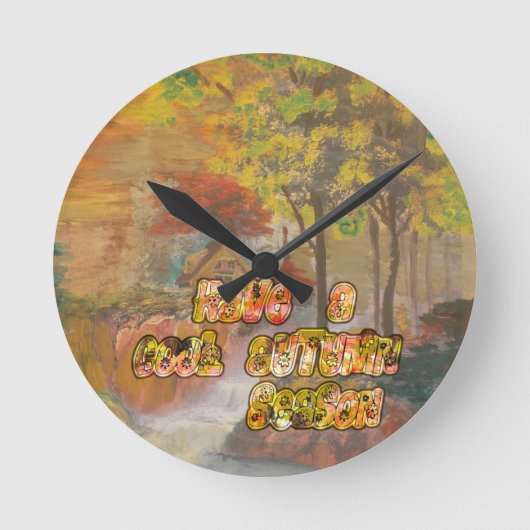 Coole Herbstsaison Vintage Kunst drucken Runde Wanduhr (Vorderseite)