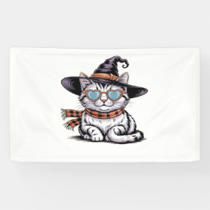 Coole Hexenkatze - Niedliches Halloween Kitty mit  Banner