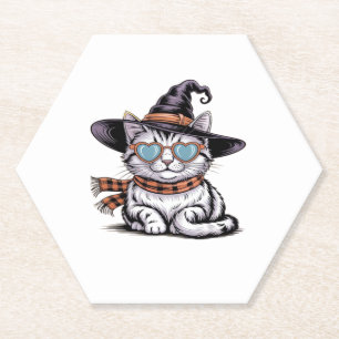 Coole Hexenkatze � Niedliches Halloween Kitty mit Untersetzer