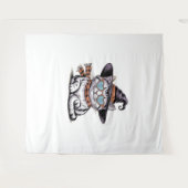 Coole Hexenkatze - Niedliches Halloween Kitty mit  Wandteppich (Vorderseite (Horizontal))