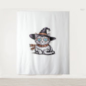 Coole Hexenkatze - Niedliches Halloween Kitty mit Wandteppich (Vorderseite)