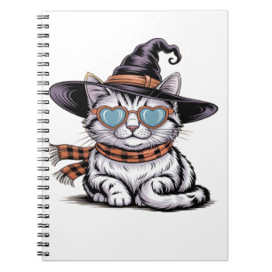 Coole Hexenkatze – Süße Halloween-Katze mit Herzbr Notizblock