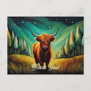 Coole Highland-Cow-Waldwiese Danke Postkarte
