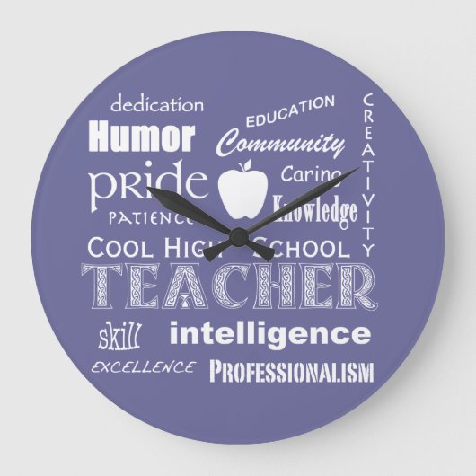 Coole Highschool Lehrer-Attribute+Apple Große Wanduhr (Vorderseite)