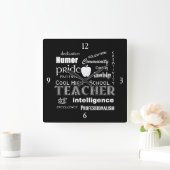 Coole Highschool Lehrer-Attribute+Apple Quadratische Wanduhr (Zuhause)