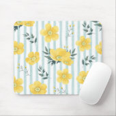 Coole himmelblaue Streifen und ein gelbes Mohnpols Mousepad (Mit Mouse)