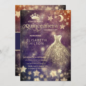 Coole Himmelskleidsterne Einladung (Vorne/Hinten)