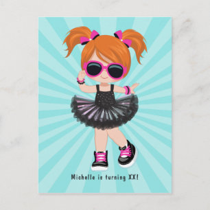 Coole Hip-Hop-Rap-Tutu-Girl-Geburtstagsfeier Postkarte