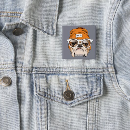 Coole Hipster-Bulldogge Button (Beispiel)