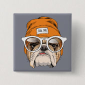 Coole Hipster-Bulldogge Button (Vorderseite)