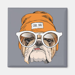Coole Hipster-Bulldogge Magnet