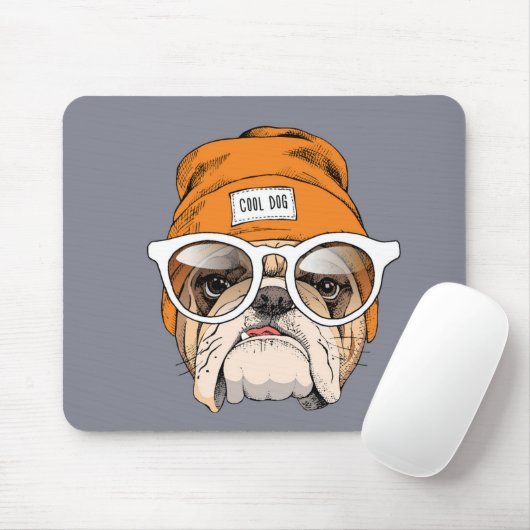 Coole Hipster-Bulldogge Mousepad (Mit Mouse)