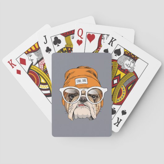Coole Hipster-Bulldogge Spielkarten (Rückseite)