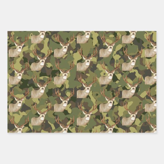 Coole Hirschknock-Camouflage Fischen Männer Geschenkpapier Set (Vorderseite)