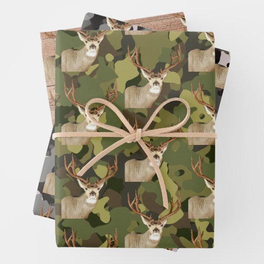 Coole Hirschknock-Camouflage Fischen Männer Geschenkpapier Set (Beispiel)