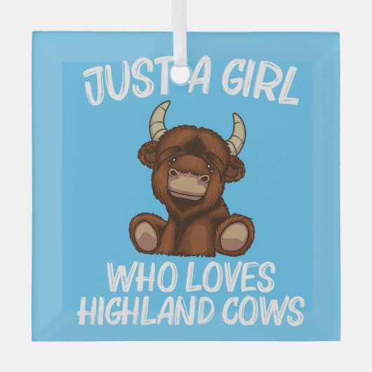 coole Hochlandkuhmädchen Jungs schottische Kuh Ornament Aus Glas (Vorderseite)