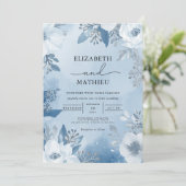 Coole Hochzeit mit Blauer Frost Einladung (Stehend Vorderseite)