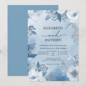 Coole Hochzeit mit Blauer Frost Einladung (Vorne/Hinten)