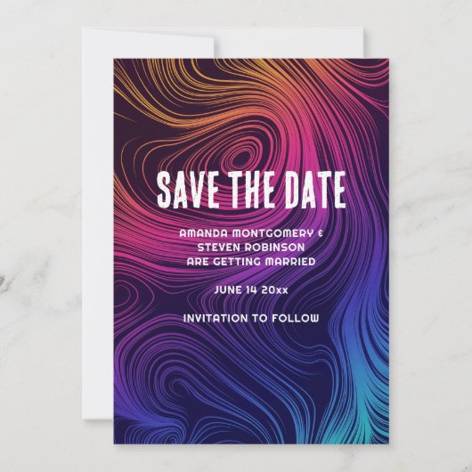 Coole Hochzeit mit sechzigjährigen Lebenszyklen un Save The Date (Vorderseite)