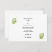 Coole Hochzeit mit weißem, tropischem Palmenblätte Einladung (Vorne/Hinten)