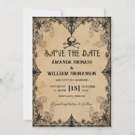 coole Hochzeit Vintager Horror Gothic Save the Dat Einladung