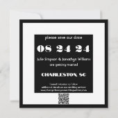Coole Hochzeitdatum Typografie Block Schwarz-Weiß Save The Date (Rückseite)