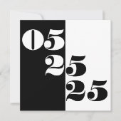 Coole Hochzeitdatum Typografie Block Schwarz-Weiß Save The Date (Vorderseite)