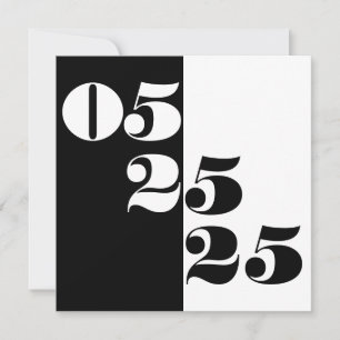 Coole Hochzeitdatum Typografie Block Schwarz-Weiß Save The Date