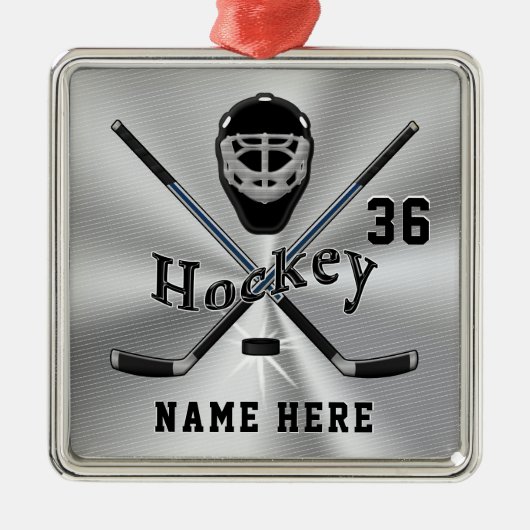 Coole Hockey-Geschenk-personalisierte Ornament Aus Metall (Vorne)